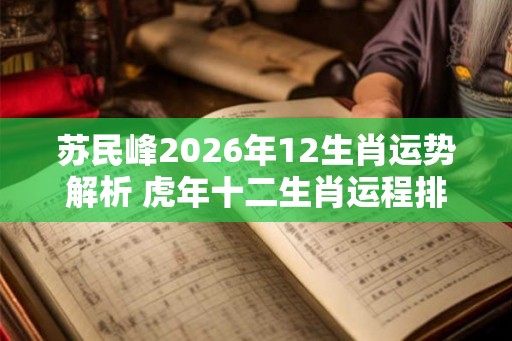 苏民峰2026年12生肖运势解析 虎年十二生肖运程排行榜