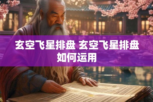 玄空飞星排盘 玄空飞星排盘如何运用