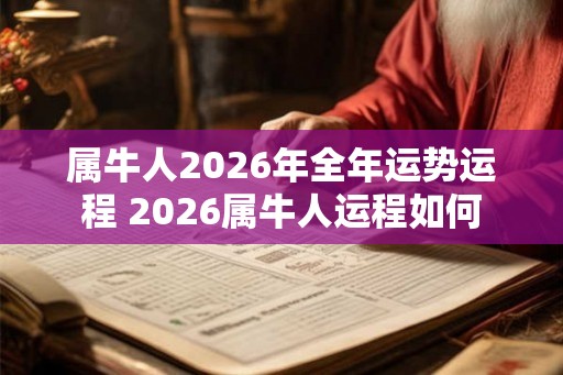 属牛人2026年全年运势运程 2026属牛人运程如何