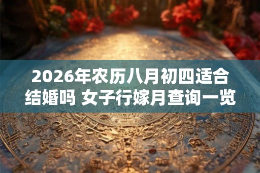 2026年农历八月初四适合结婚吗 女子行嫁月查询一览表