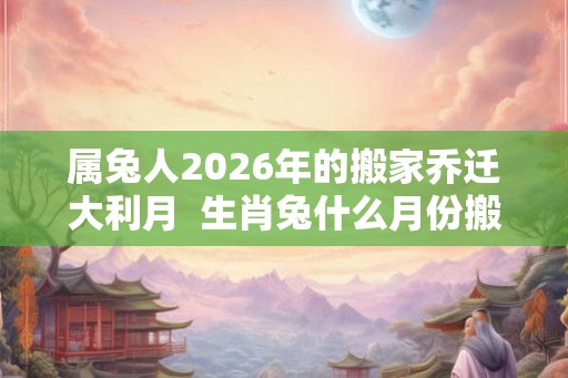 属兔人2026年的搬家乔迁大利月  生肖兔什么月份搬家好