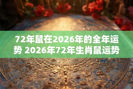 72年鼠在2026年的全年运势 2026年72年生肖鼠运势如何