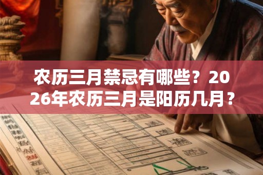 农历三月禁忌有哪些?2026年农历三月是阳历几月? 农历三月禁忌有哪些?2026年农历三月是阳历几月?