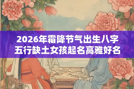 2026年霜降节气出生八字五行缺土女孩起名高雅好名字