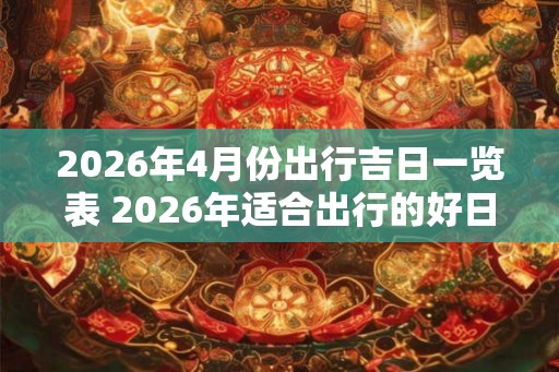 2026年4月份出行吉日一览表 2026年适合出行的好日子