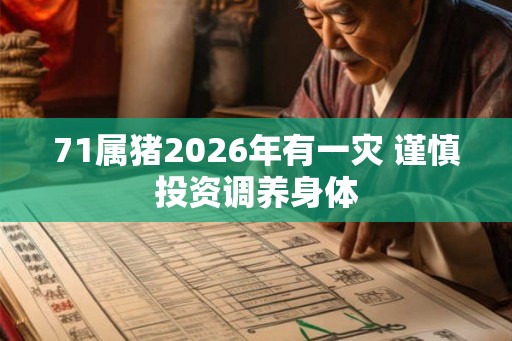71属猪2026年有一灾 谨慎投资调养身体