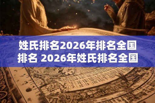 姓氏排名2026年排名全国排名 2026年姓氏排名全国前列 姓氏排名2026年排名全国排名 2026年姓氏排名全国前列
