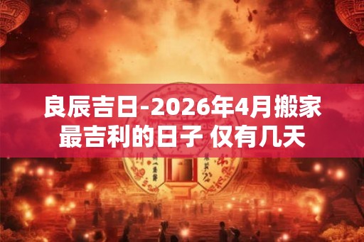 良辰吉日-2026年4月搬家最吉利的日子 仅有几天