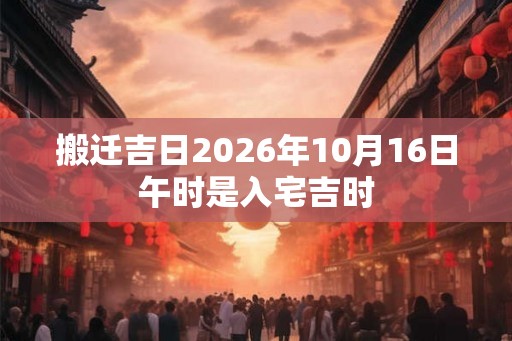 搬迁吉日2026年10月16日午时是入宅吉时