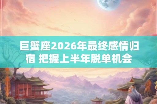 巨蟹座2026年最终感情归宿 把握上半年脱单机会