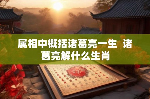 属相中概括诸葛亮一生  诸葛亮解什么生肖