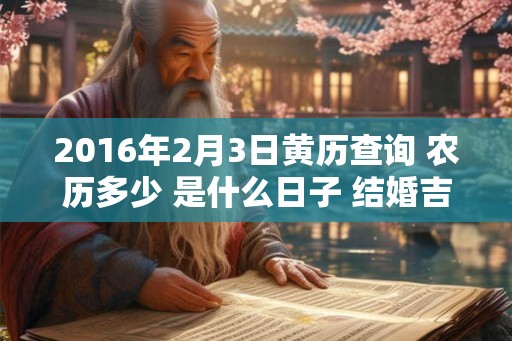 2016年2月3日黄历查询 农历多少 是什么日子 结婚吉时 2016年2月3日黄历查询 农历多少 是什么日子 结婚吉时