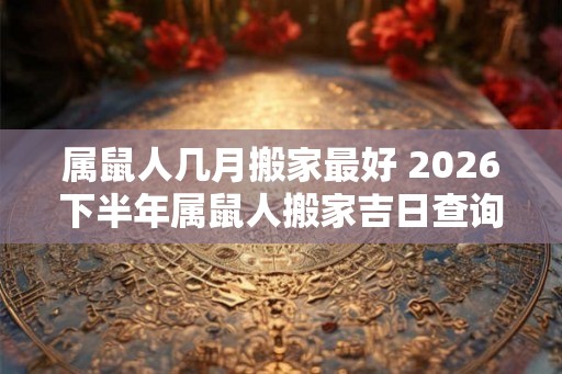 属鼠人几月搬家最好 2026下半年属鼠人搬家吉日查询