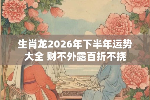 生肖龙2026年下半年运势大全 财不外露百折不挠