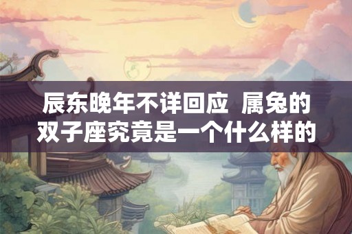 辰东晚年不详回应  属兔的双子座究竟是一个什么样的人