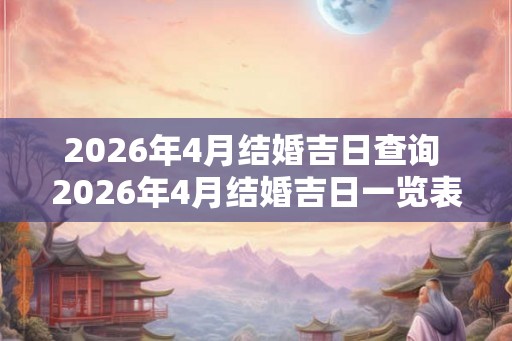 2026年4月结婚吉日查询 2026年4月结婚吉日一览表