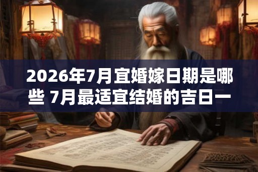 2026年7月宜婚嫁日期是哪些 7月最适宜结婚的吉日一览表 2026年7月宜婚嫁日期是哪些 7月最适宜结婚的吉日一览表