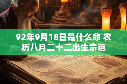 92年9月18日是什么命 农历八月二十二出生命运 92年9月18日是什么命 农历八月二十二出生命运