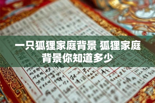 一只狐狸家庭背景 狐狸家庭背景你知道多少