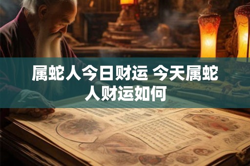 属蛇人今日财运 今天属蛇人财运如何