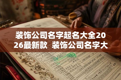 装饰公司名字起名大全2026最新款  装饰公司名字大气好听