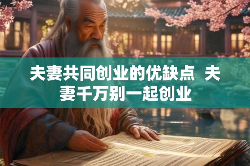 夫妻共同创业的优缺点  夫妻千万别一起创业