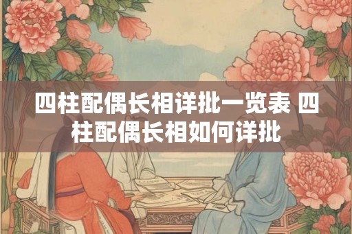 四柱配偶长相详批一览表 四柱配偶长相如何详批