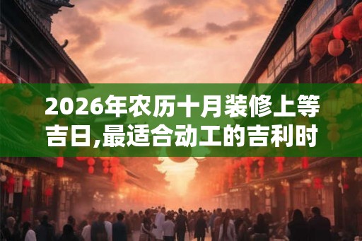 2026年农历十月装修上等吉日,最适合动工的吉利时辰