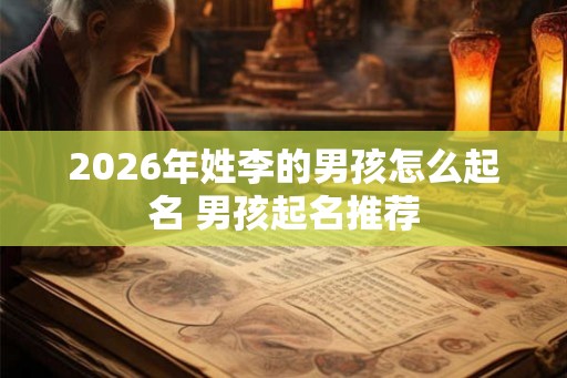 2026年姓李的男孩怎么起名 男孩起名推荐