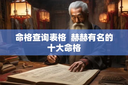 命格查询表格 赫赫有名的十大命格 命格查询表格 赫赫有名的十大命格