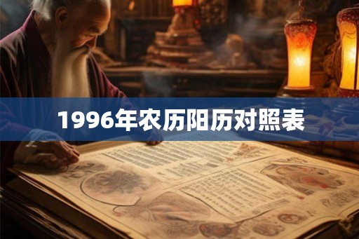 1996年农历阳历对照表