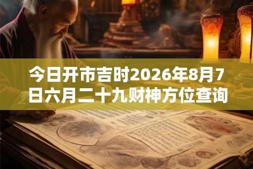 今日开市吉时2026年8月7日六月二十九财神方位查询