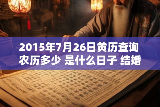 2015年7月26日黄历查询 农历多少 是什么日子 结婚吉时