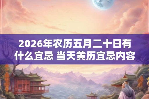 2026年农历五月二十日有什么宜忌 当天黄历宜忌内容