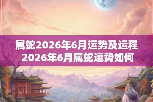 属蛇2026年6月运势及运程 2026年6月属蛇运势如何