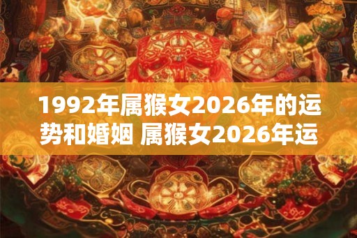 1992年属猴女2026年的运势和婚姻 属猴女2026年运势及婚姻如何