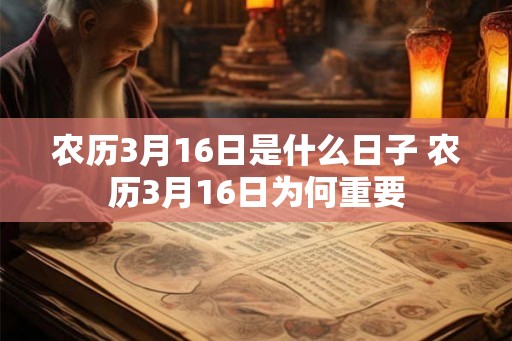 农历3月16日是什么日子 农历3月16日为何重要
