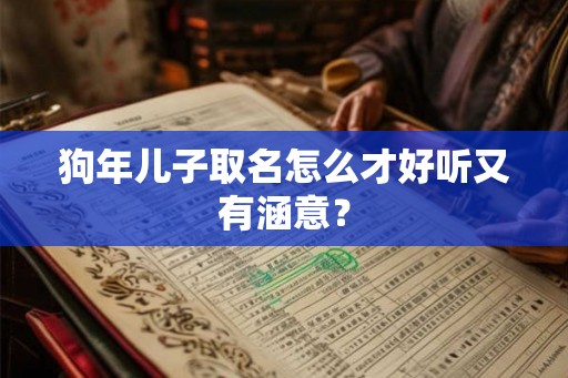 狗年儿子取名怎么才好听又有涵意？