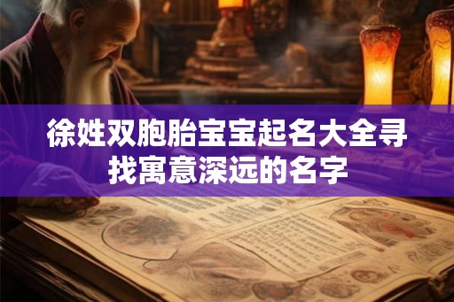 徐姓双胞胎宝宝起名大全寻找寓意深远的名字