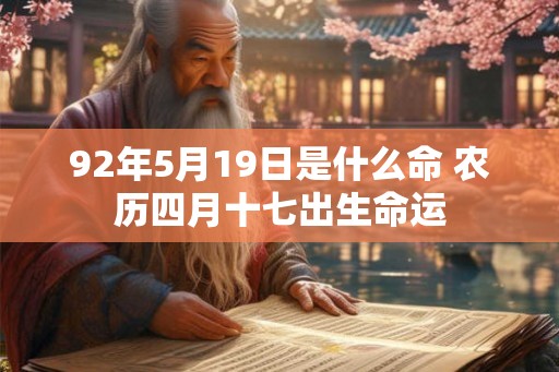 92年5月19日是什么命 农历四月十七出生命运