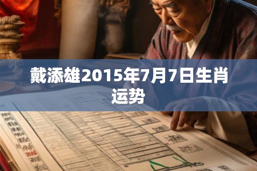 戴添雄2015年7月7日生肖运势