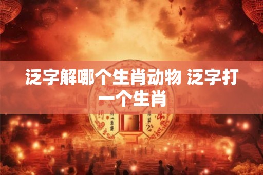 泛字解哪个生肖动物 泛字打一个生肖