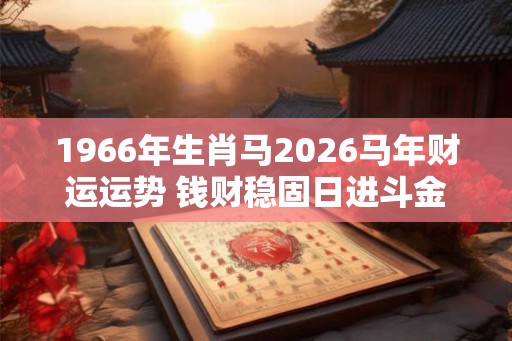 1966年生肖马2026马年财运运势 钱财稳固日进斗金