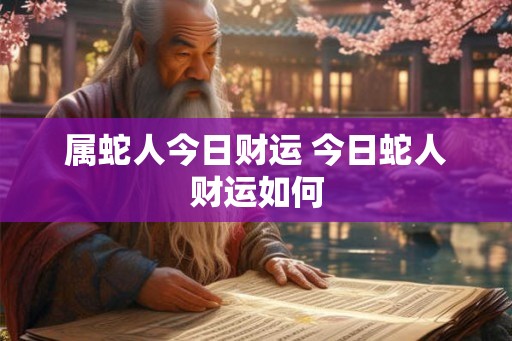 属蛇人今日财运 今日蛇人财运如何