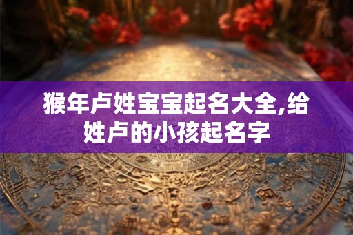 猴年卢姓宝宝起名大全,给姓卢的小孩起名字