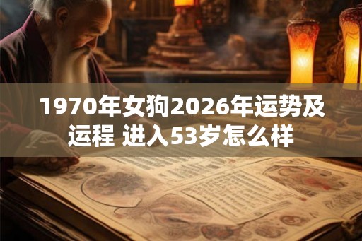 1970年女狗2026年运势及运程 进入53岁怎么样