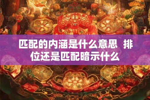 匹配的内涵是什么意思  排位还是匹配暗示什么