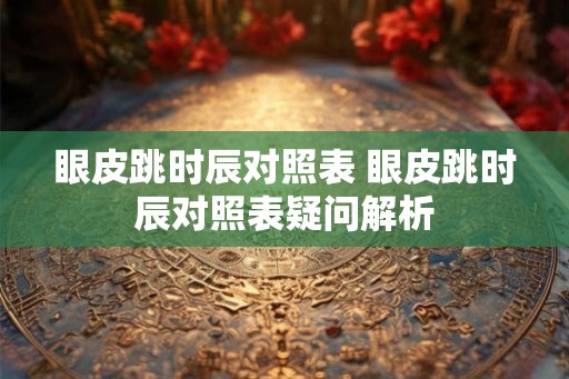 眼皮跳时辰对照表 眼皮跳时辰对照表疑问解析