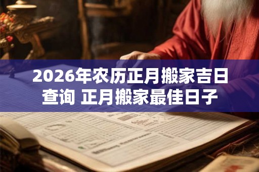 2026年农历正月搬家吉日查询 正月搬家最佳日子