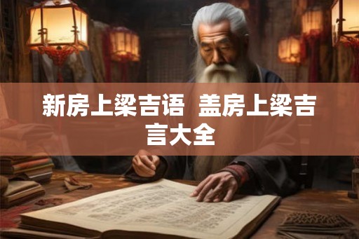 新房上梁吉语  盖房上梁吉言大全